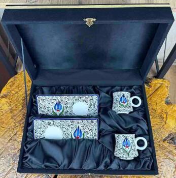 Blue Tulip and Halic Pattern Ceramic Coffee Presentation Set – Corporate Gift - 4