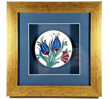 Blue Tulip and Red Carnation Motif Plaque - 1