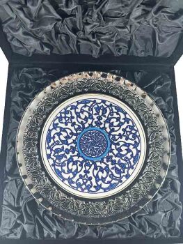 Blue and White Ceramic Silver-Plated Plaque - 3