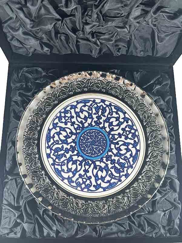 Blue & White Ceramic Silver Plated Plaque - 3