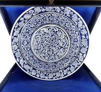 Blue and White Iznik Plate 30 cm - Çini Evi