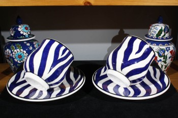 Blue White Iznik Pottery Coffee Team - Çini Evi (1)