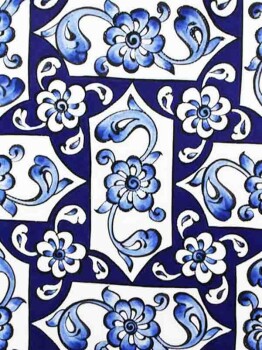 Blue White Lotus Pattern Iznik Ceramic Plate - Çini Evi (1)
