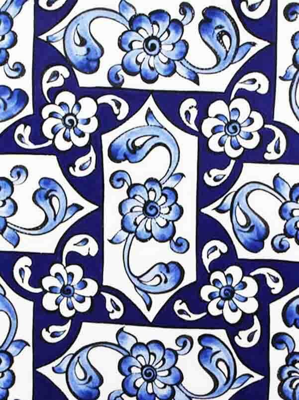 Blue White Lotus Pattern Iznik Ceramic Plate - 2