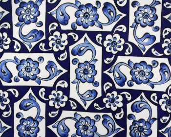 Blue White Lotus Patterned Iznik Pottery Plate - 2