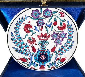Blumen in der Vase 25cm Iznik-Keramikplatte - 1