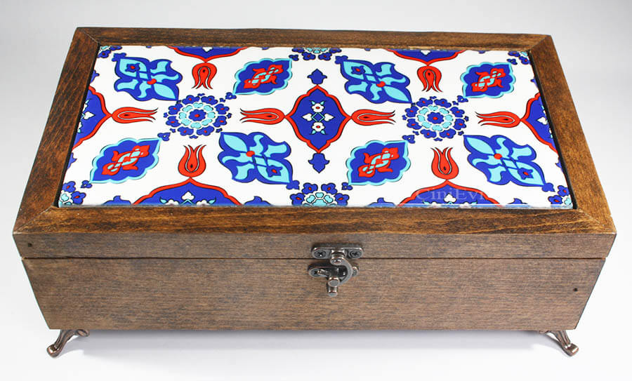 Boîte à bijoux en bois à motif tulipe - 1