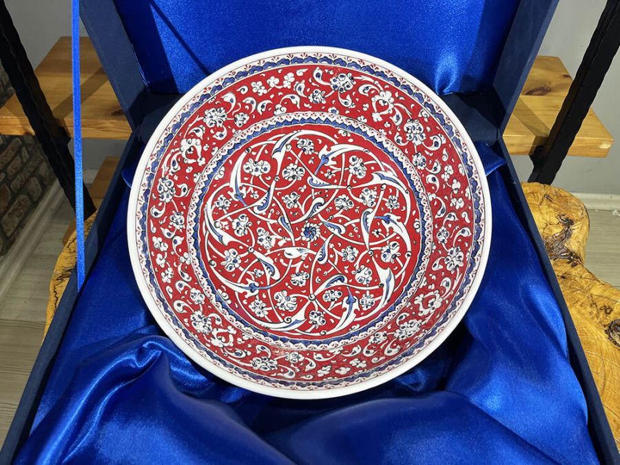 Bol à motifs Baba Nakkaş rouge et blanc de 30 cm - 4
