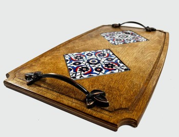 Botanical Motif Wooden Tray - Çini Evi (1)