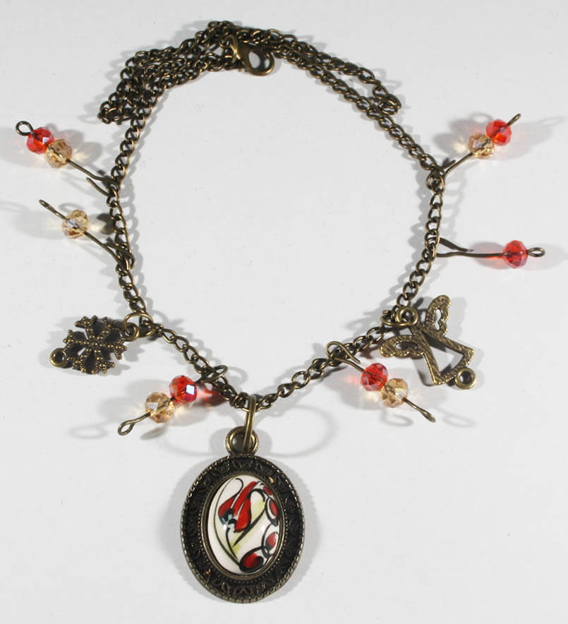 Botanical Pattern Iznik Ceramic Anklet - 1