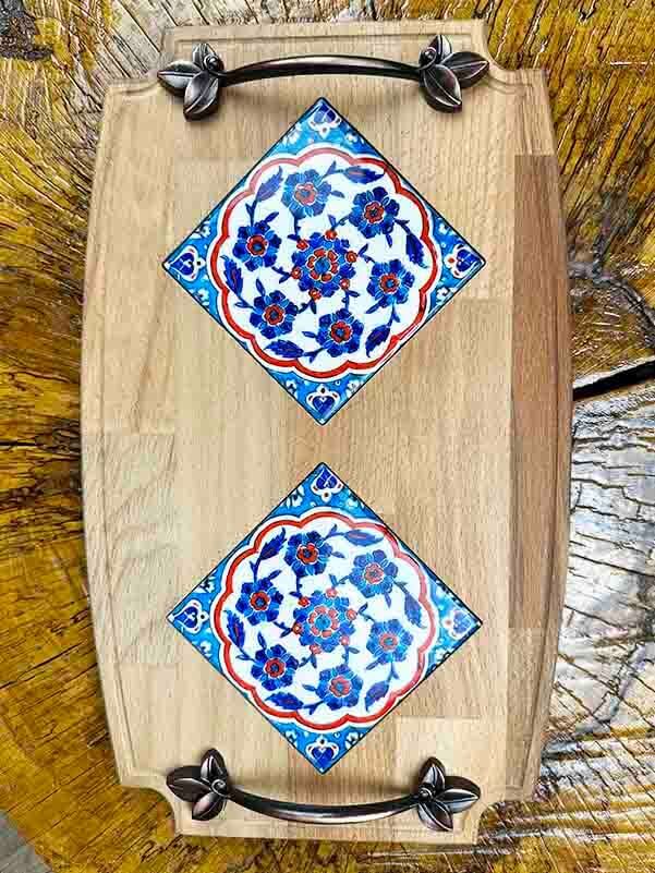 Botanical Pattern Wooden Tray - 2