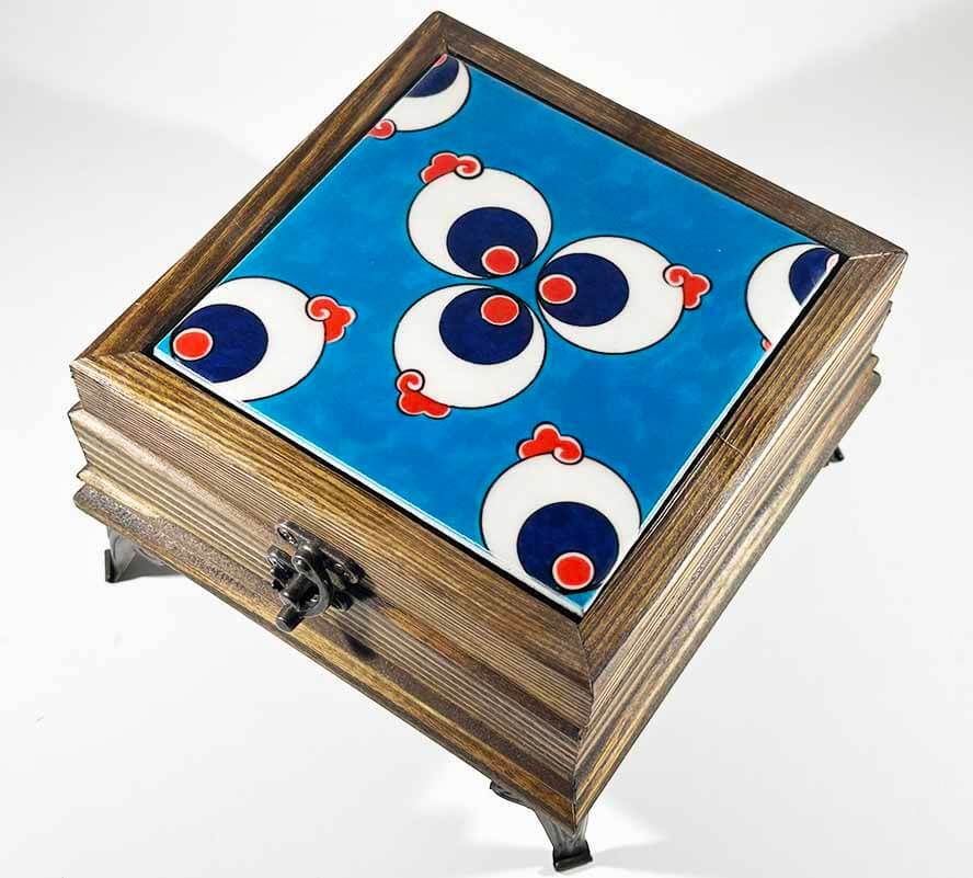 Boîte de Rangement en Bois à Motif Çintemani – Une Harmonie de Tradition et d’Élégance - 1