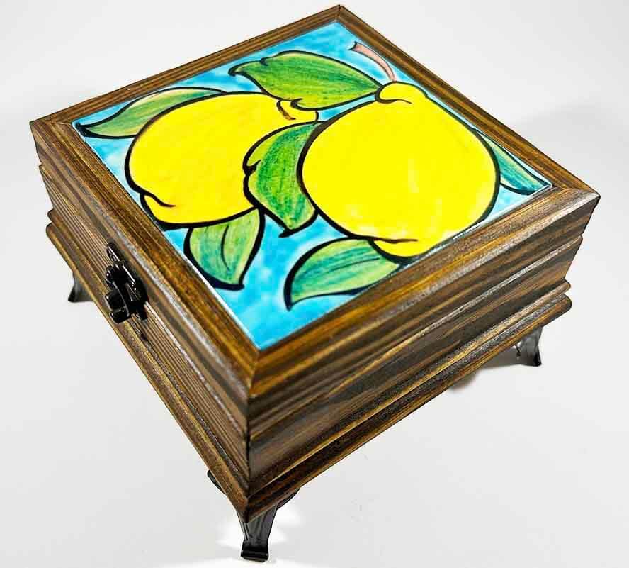 Boîte de Rangement en Bois – Motif Citron, Fraîcheur et Énergie à l’Honneur - 1
