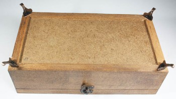 Boîte de rangement en bois à motifs de carreaux bleus - 3