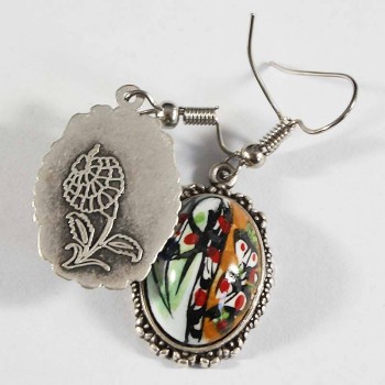 Boucles d’oreilles en céramique d’Iznik jardin fleuri - 2