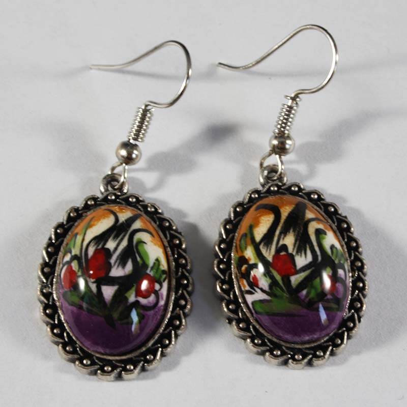 Boucles d’oreilles en céramique Iznik jardin fleuri - 1
