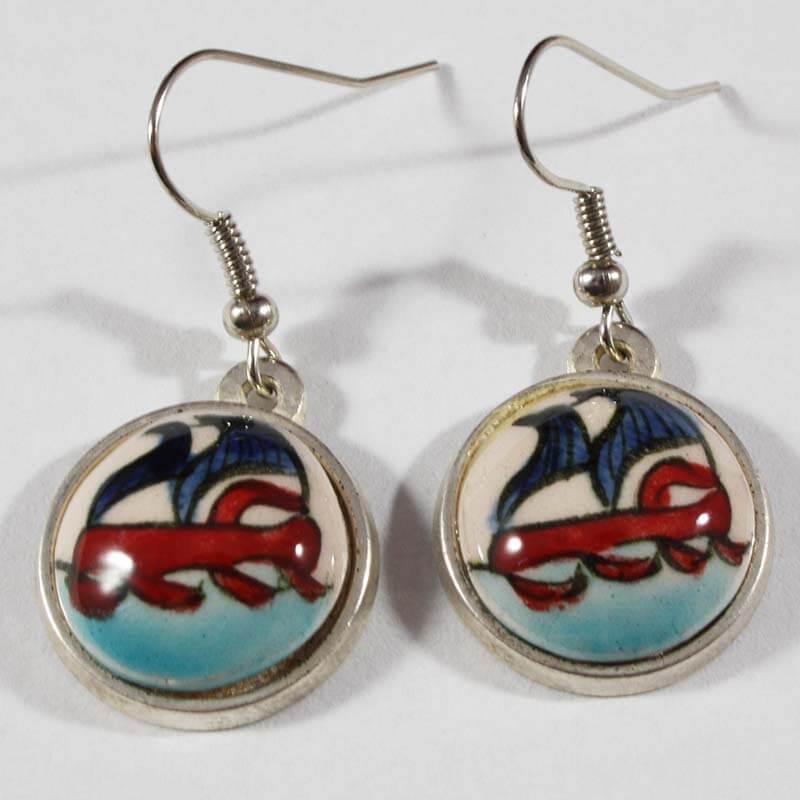 Boucles d’oreilles en céramique d’Iznik motif galion - 1