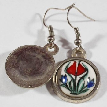 Boucles d’oreilles en céramique d’Iznik motif tulipe spéciale - 2