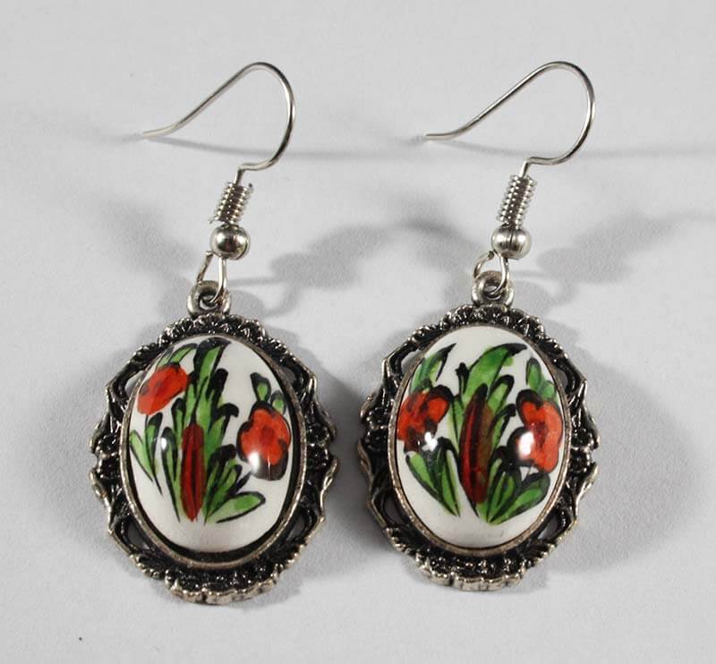 Boucles d’oreilles en céramique d’Iznik motif printemps - 1