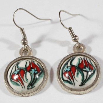 Boucles d’oreilles en céramique d’Iznik tulipes inversées et droites - Çini Evi