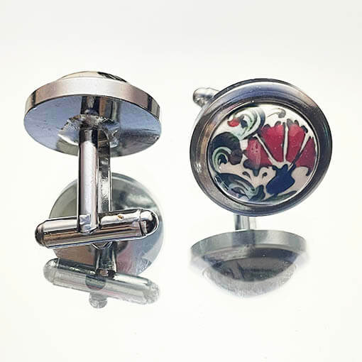 Boutons de manchette en céramique d’Iznik motif œillet - 1