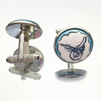 Boutons de manchette en céramique d’Iznik motif tugra ottoman - 1