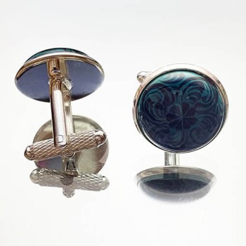Boutons de manchette Corne d’Or et marguerite en céramique d’Iznik - 1