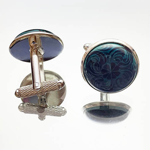 Boutons de manchette Corne d’Or et marguerite en céramique d’Iznik - 1