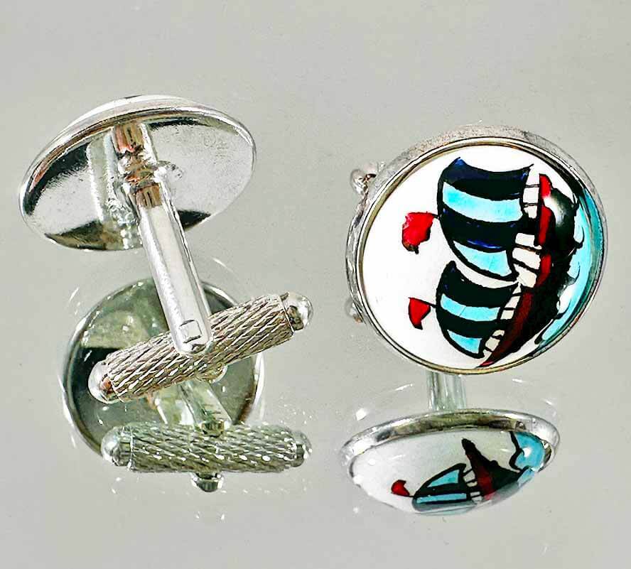 Boutons de manchette Iznik cadeau pour marin - 1