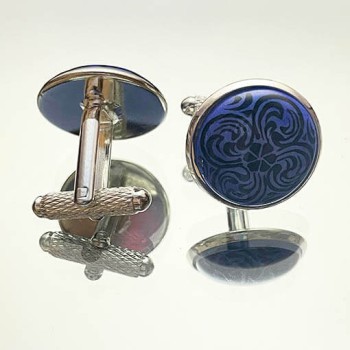 Boutons de manchette turquoise à décor noir en céramique d’Iznik - Çini Evi