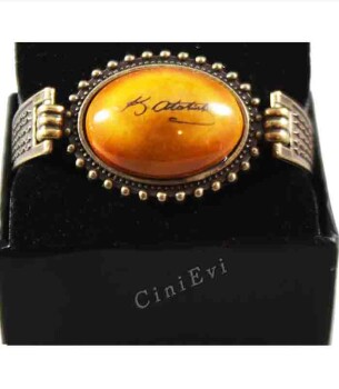 Bracelet en céramique pierre orange avec signature d’Atatürk - Çini Evi