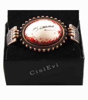 Bracelet en céramique rouge et noir avec signature d’Atatürk - Çini Evi