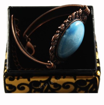 Bracelet de poterie en pierre turquoise à feuilles - 2