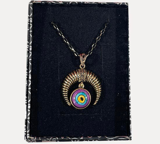 Bronze Crescent Iznik Ceramic Necklace - 2