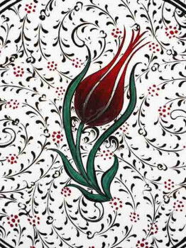 Bürogeschenk-VIP-Tulpe gemusterte 30cm Iznik-Fliesenplatte - Çini Evi (1)