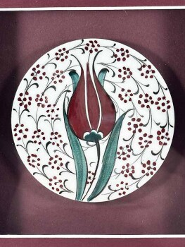 Business Partner Gift Tulip Motif Iznik Ceramic Plaque - 2