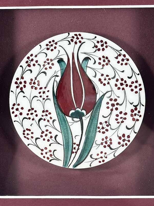 Business Partner Gift Tulip Motif Iznik Ceramic Plaque - 2