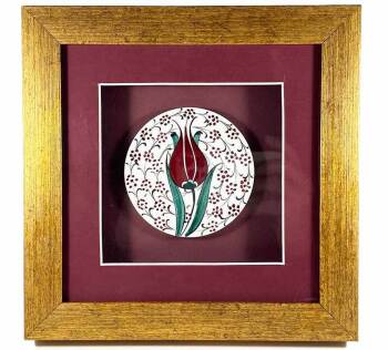 Business Partner Gift Tulip Motif Iznik Ceramic Plaque - 1