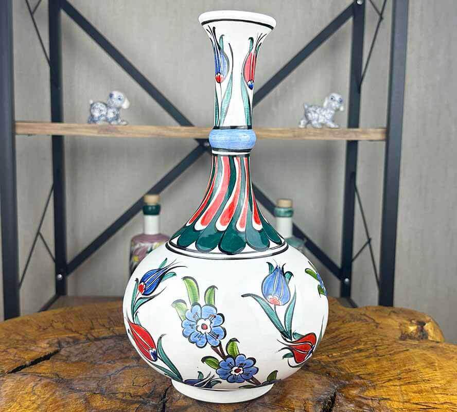 Cadeau de Prestige pour Partenaire Étranger – Vase d’Iznik Fait Main 30 cm La finesse de l’art palatial ottoman entre vos mains ! - 1