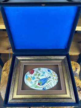 Cadeau de Remerciement pour une Fondation – Décor Mural Fait Main en Céramique d’Iznik avec Motif Jardin du Paradis - 3