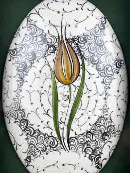 Cadeau de Représentation Culturelle – Panneau en Céramique d’Iznik à Motifs de Tulipe Jaune et de la Corne d’Or - Çini Evi (1)