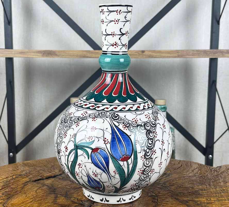 Cadeau Diplomatique – Vase en Céramique d’Iznik à Tulipe Bleue, 100 % Fait Main - 1