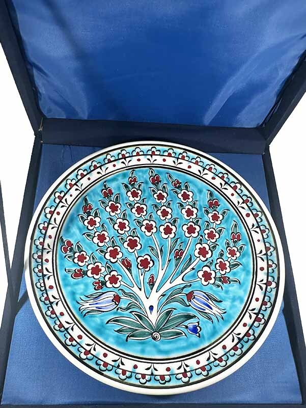 Cadeau de remerciement : assiette en céramique d’Iznik à fond turquoise et Arbre de Vie - 3