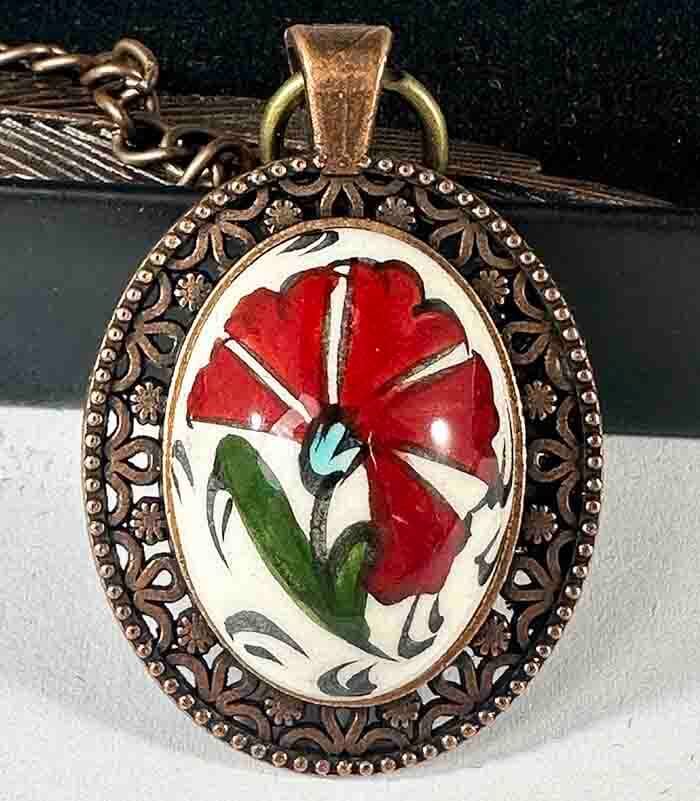 Cadeau Spécial pour les Amoureux des Livres – Signet en Céramique d’Iznik avec Motif de Œillet - 1