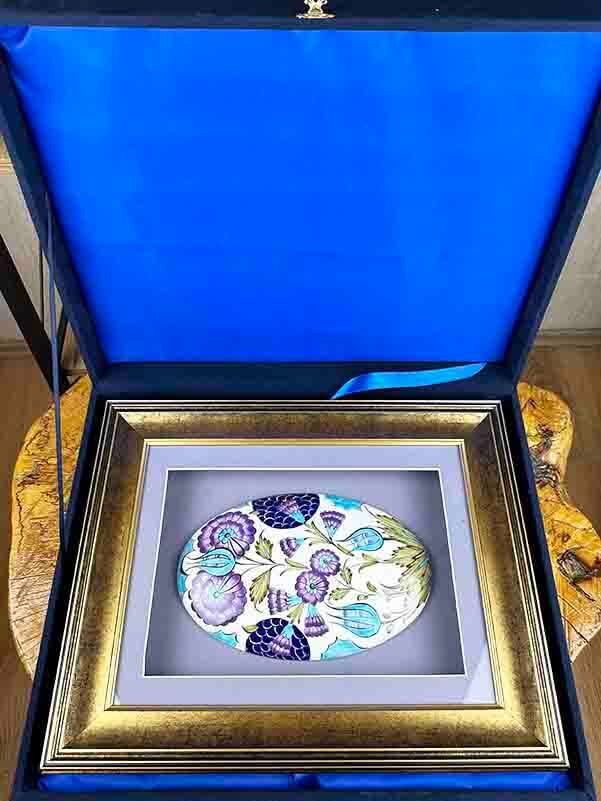 Cadeau VIP Encadré avec Passe-partout – Céramique d’Iznik au Motif de Style Damas - 3