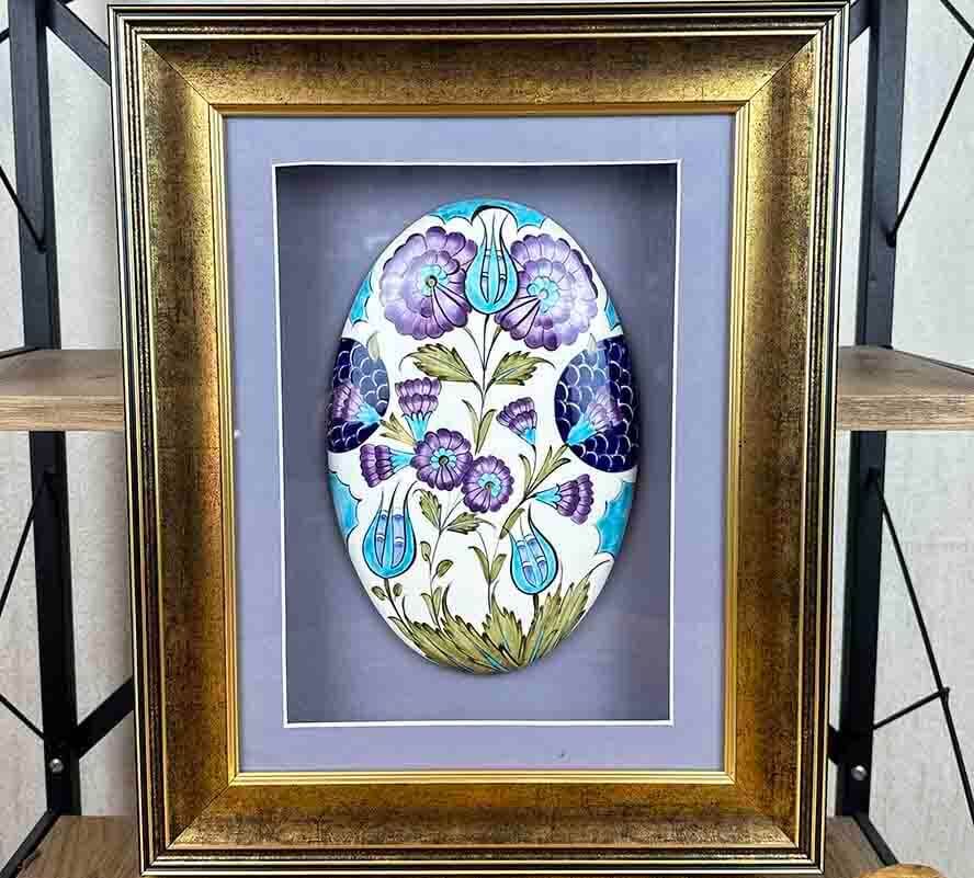 Cadeau VIP Encadré avec Passe-partout – Céramique d’Iznik au Motif de Style Damas - 1