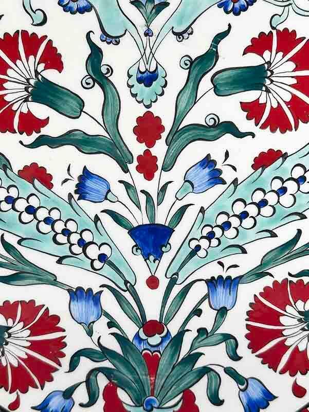 Carnation and Blue Flower Pattern Iznik Plate – Protocol Gift 25 cm - 2