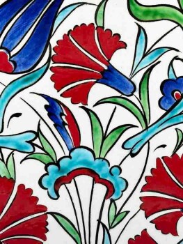 Carnation Garden 25 cm Iznik Ceramic Plate - Çini Evi (1)