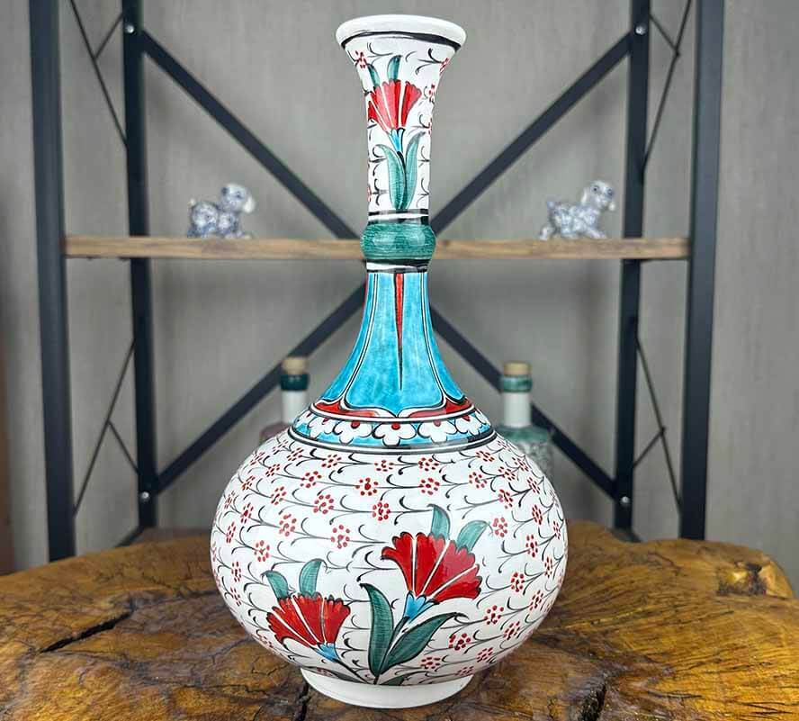 Carnation Garden Iznik Ceramic Vase - 1