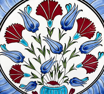 Carnation Garden Iznik Pottery Plate 25cm - 3